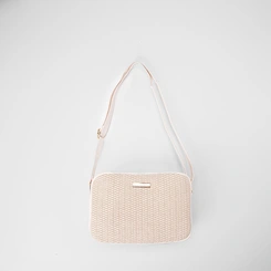 Bolsa Camera Bag Gabriela Média Transversal Ráfia Off White