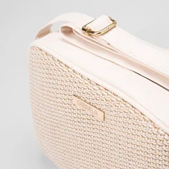 Bolsa Camera Bag Gabriela Média Transversal Ráfia Off White