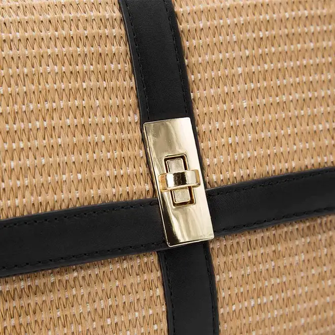 Bolsa Satchel Gabriela Média Transversal Ráfia Marfim