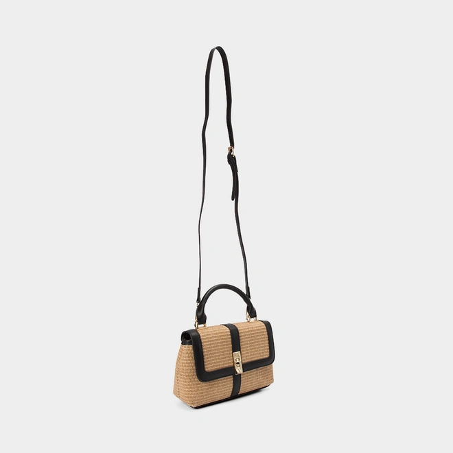 Bolsa Satchel Gabriela Média Transversal Ráfia Marfim