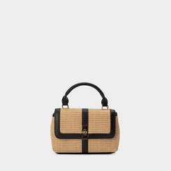 Bolsa Satchel Gabriela Média Transversal Ráfia Marfim