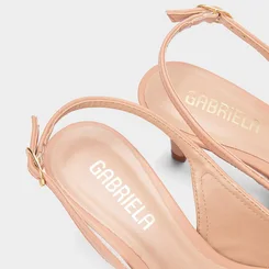 Scarpin Slingback Salto Médio Fino Feminino Gabriela Ráfia Nude