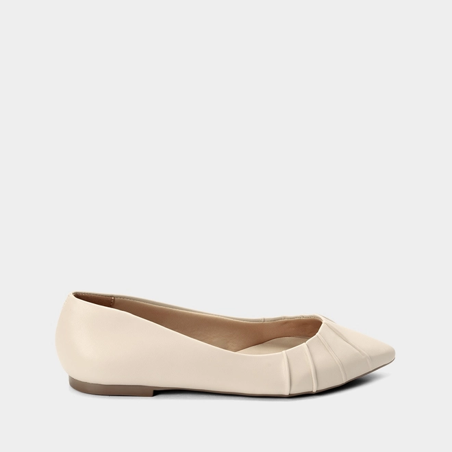 Sapatilha Gabriela Bico Fino Drapeado Off White