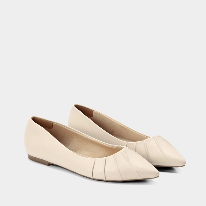 Sapatilha Gabriela Bico Fino Drapeado Off White
