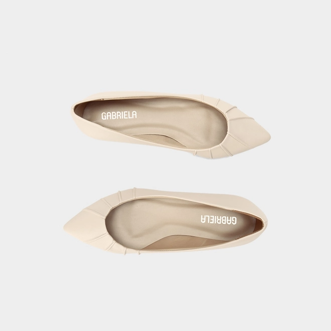 Sapatilha Gabriela Bico Fino Drapeado Off White