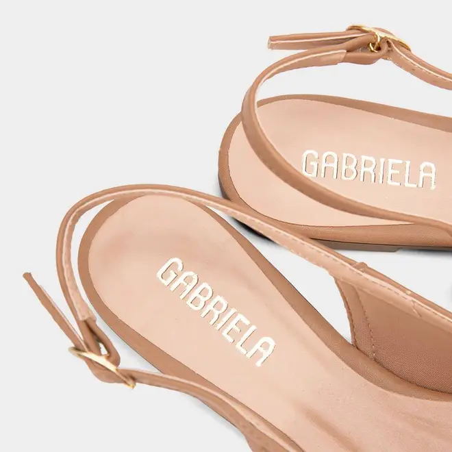 Sapatilha Slingback Feminina Gabriela Ráfia Detalhe Fivela Bege