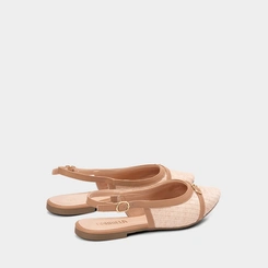 Sapatilha Slingback Feminina Gabriela Ráfia Detalhe Fivela Bege