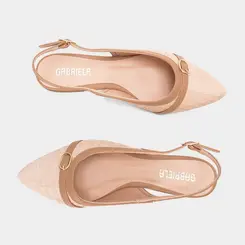 Sapatilha Slingback Feminina Gabriela Ráfia Detalhe Fivela Bege