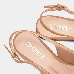Sapatilha Slingback Feminina Gabriela Ráfia Detalhe Fivela Bege