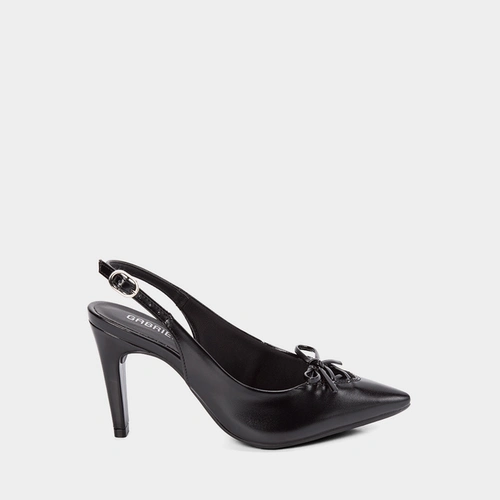 Scarpin Slingback Salto Reto Alto Detalhe Laço Preto