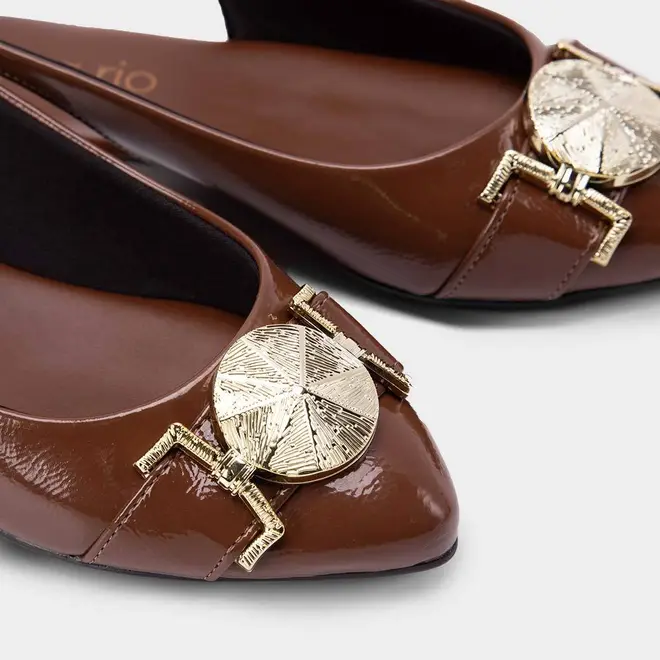Sapatilha Slingback Beira Rio Verniz Marrom