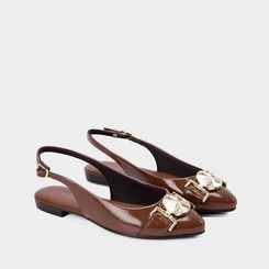 Sapatilha Slingback Beira Rio Verniz Marrom