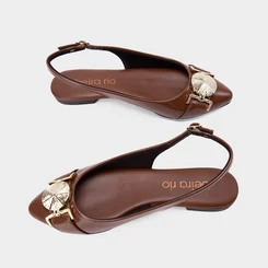 Sapatilha Slingback Beira Rio Verniz Marrom