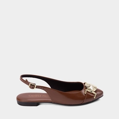 Sapatilha Slingback Beira Rio Verniz Marrom