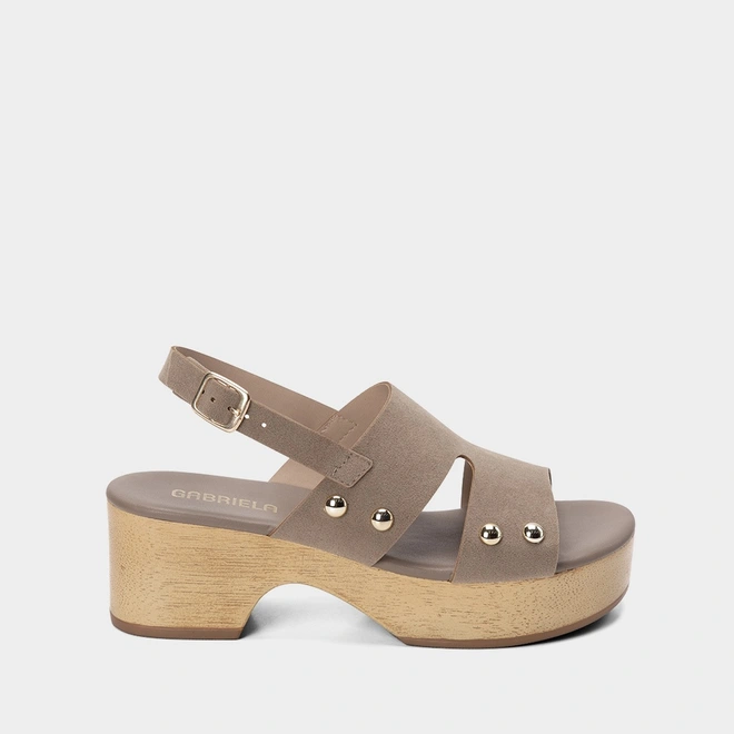 Sandália Gabriela Tira Larga Meia Pata Nobuck Cinza