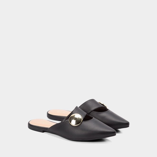 Mule Gabriela Enfeite Bold Preto