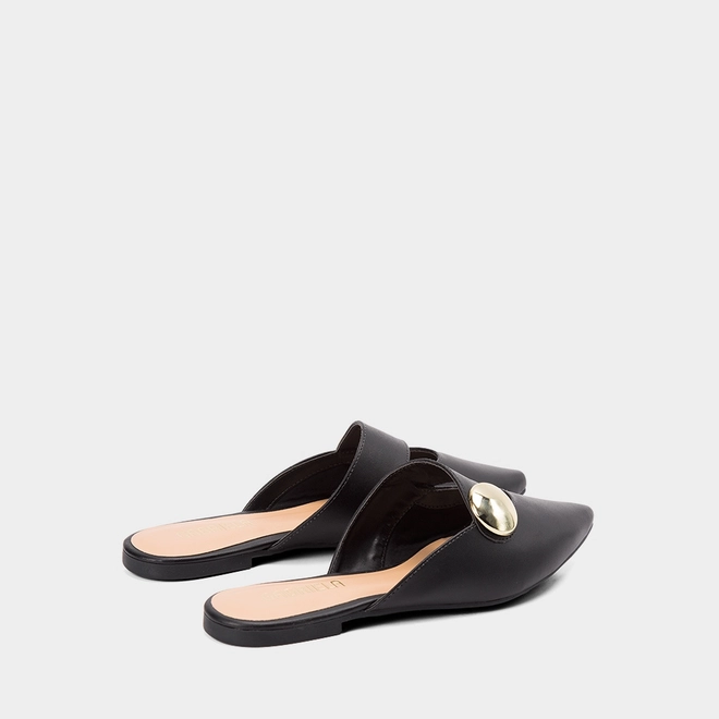 Mule Gabriela Enfeite Bold Preto