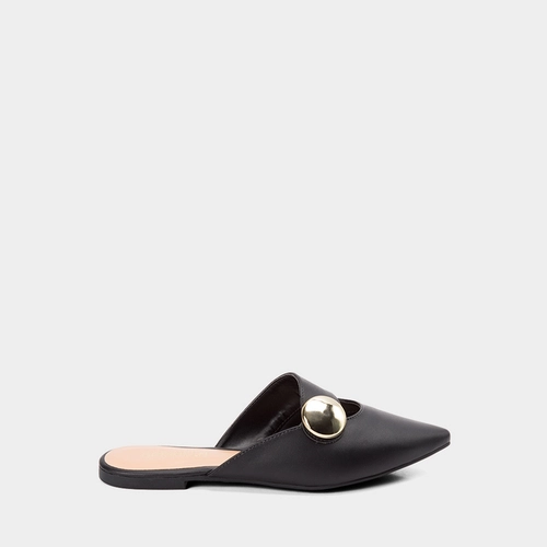Mule Gabriela Enfeite Bold Preto