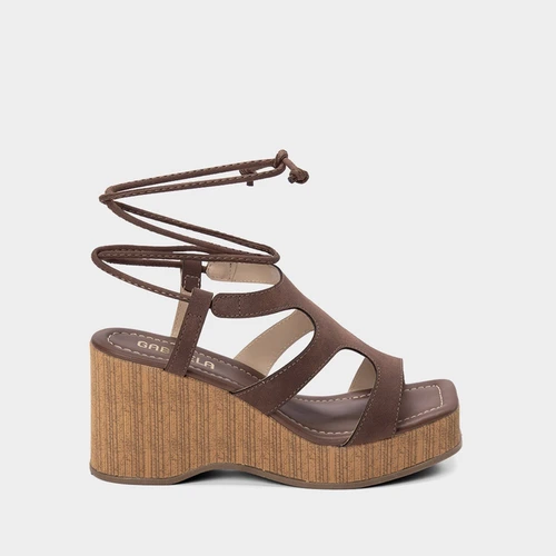 Sandália Gabriela Anabela Amarração Marrom