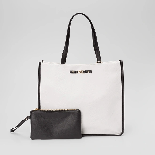 Bolsa Tote Gabriela Porta-cartão Branco & Preto