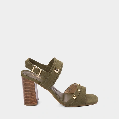 Sandália Salto Bloco Alto Gabriela Camurça Verde