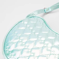 Bolsa Transversal Gabrielinha Pequena Coração Matelassê Holográfica Verde