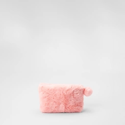 Necessaire Stz Detalhe Pompom Pelúcia Rosa