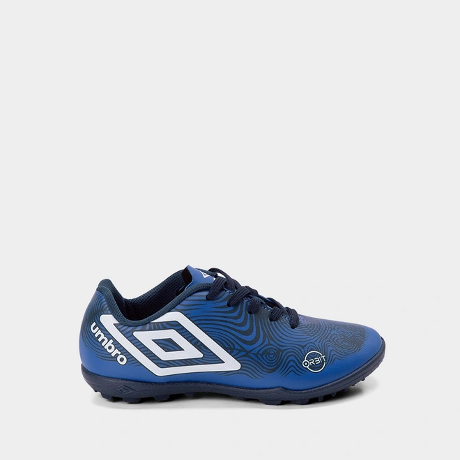 Chuteira Infantil Umbro Orbit Society Couro Azul Marinho