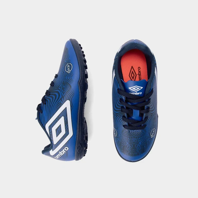 Chuteira Infantil Umbro Orbit Society Couro Azul Marinho