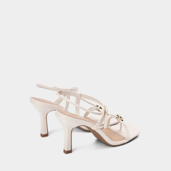 Sandália Feminina Gabriela Salto Alto Off-White