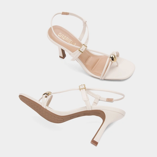 Sandália Feminina Gabriela Salto Alto Off-White
