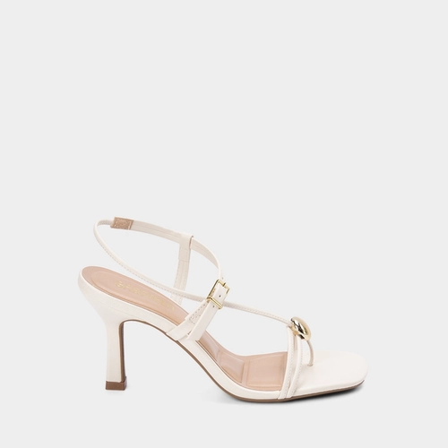 Sandália Feminina Gabriela Salto Alto Off-White