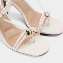 Sandália Feminina Gabriela Salto Alto Off-White