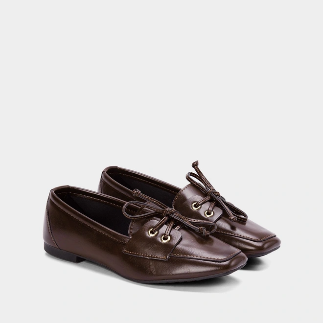 Mocassim Feminino Gabriela Com Amarração Marrom