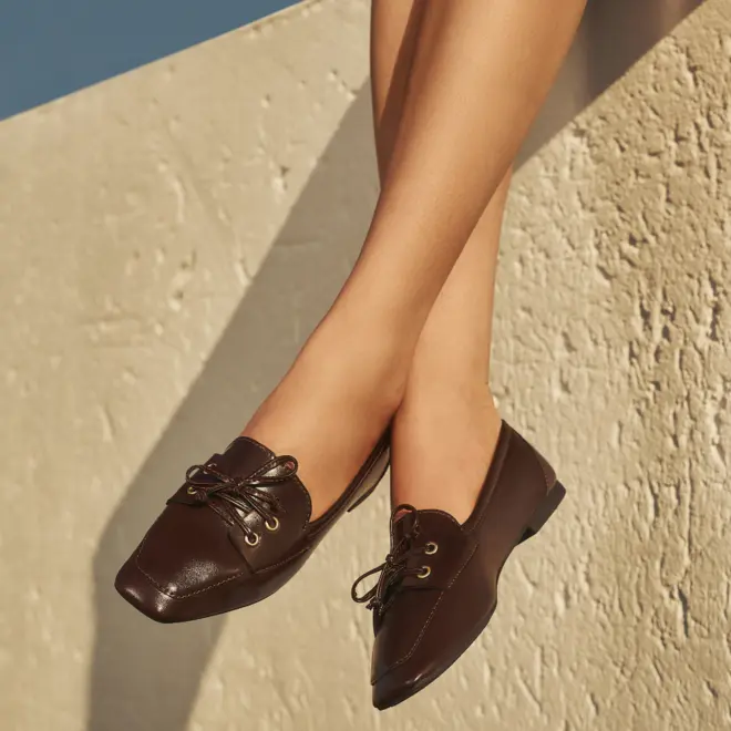 Mocassim Feminino Gabriela Com Amarração Marrom