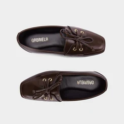 Mocassim Feminino Gabriela Com Amarração Marrom