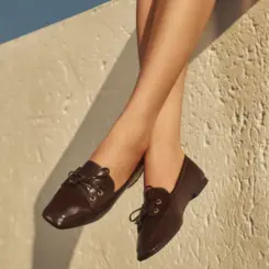 Mocassim Feminino Gabriela Com Amarração Marrom