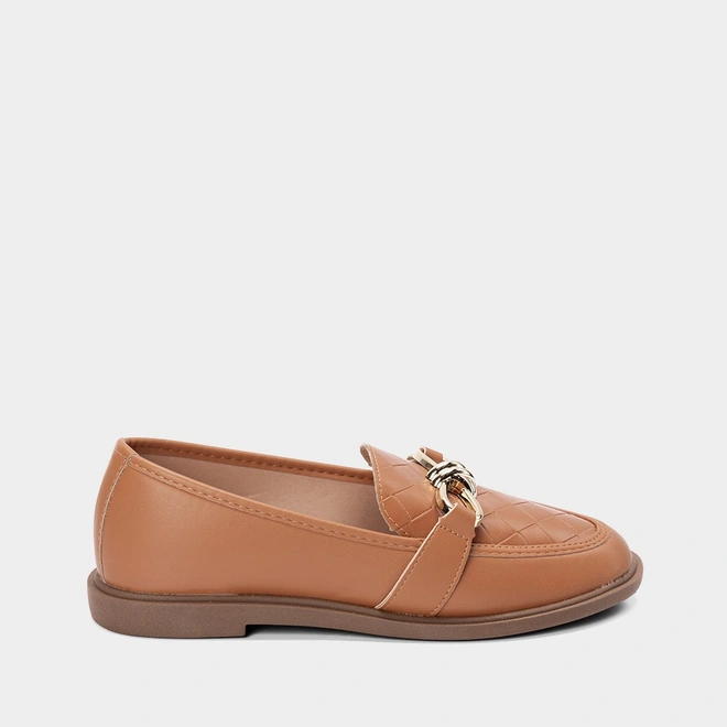 Mocassim Gabriela Detalhe Fivela Matelassê Caramelo
