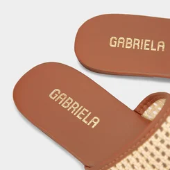 Mule Gabriela Tramado em Ráfia Caramelo