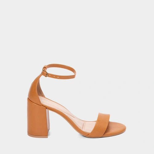 Sandália Gabriela Essenciais Salto Bloco Alto Caramelo