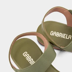Sandália Rasteira Gabriela Tira Elástica Verde Oliva