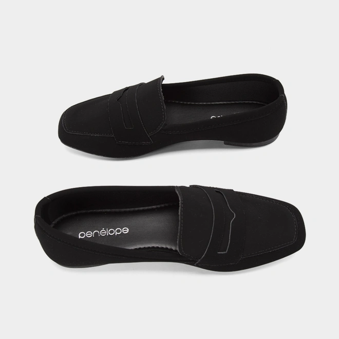 Mocassim Loafer Penélope Nobuck Preto