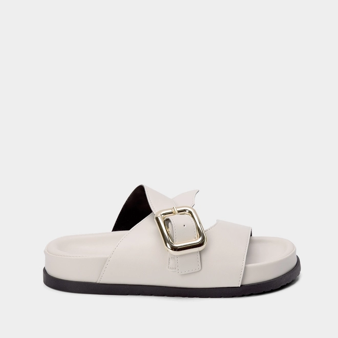 Tamanco Papete Gabriela Detalhe Fivela Off White