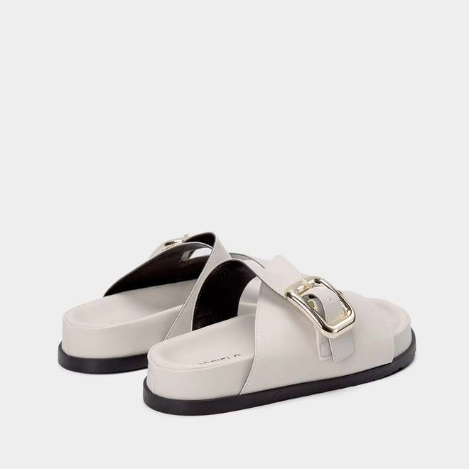 Tamanco Papete Gabriela Detalhe Fivela Off White