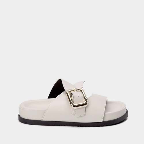 Tamanco Papete Gabriela Detalhe Fivela Off White