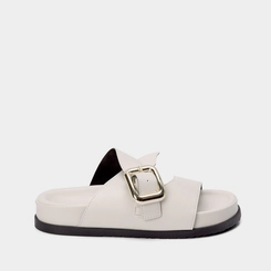 Tamanco Papete Gabriela Detalhe Fivela Off White