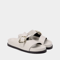 Tamanco Papete Gabriela Detalhe Fivela Off White