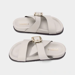 Tamanco Papete Gabriela Detalhe Fivela Off White