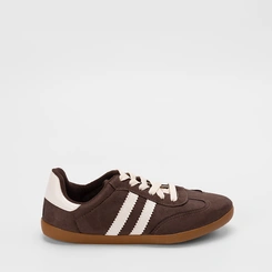 Tênis Casual Feminino Penélope Detalhe Recorte Camurça Marrom