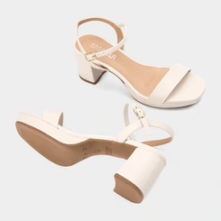 Sandália Feminina Gabriela Meia Pata Média Off White